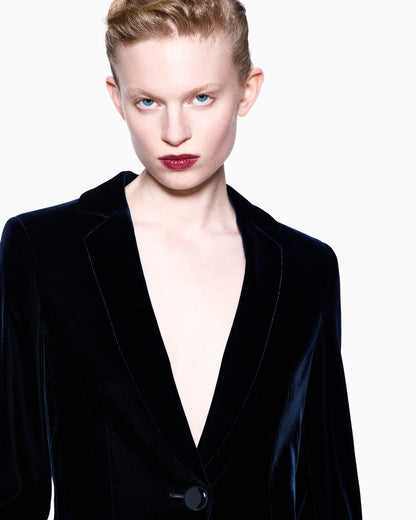 Single-breasted jacket in stretch velvet