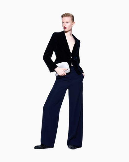 Single-breasted jacket in stretch velvet
