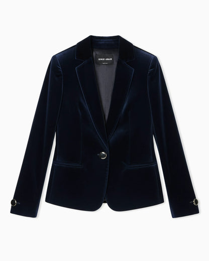 Single-breasted jacket in stretch velvet
