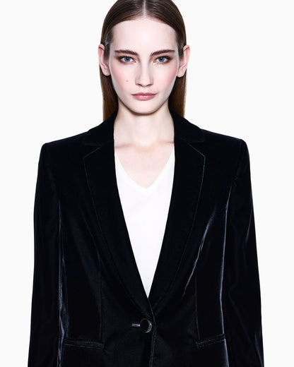 Single-breasted jacket in stretch velvet