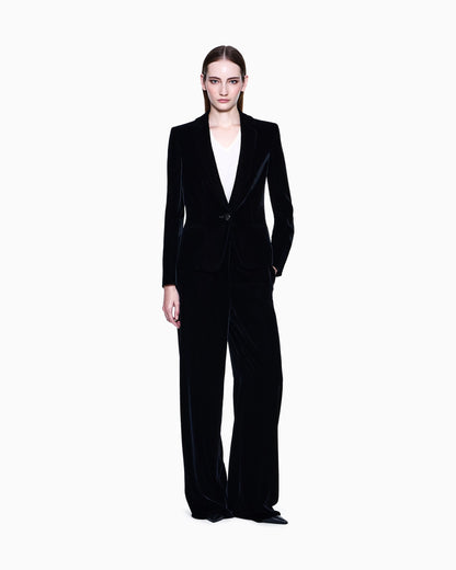Single-breasted jacket in stretch velvet