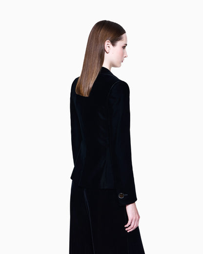 Single-breasted jacket in stretch velvet