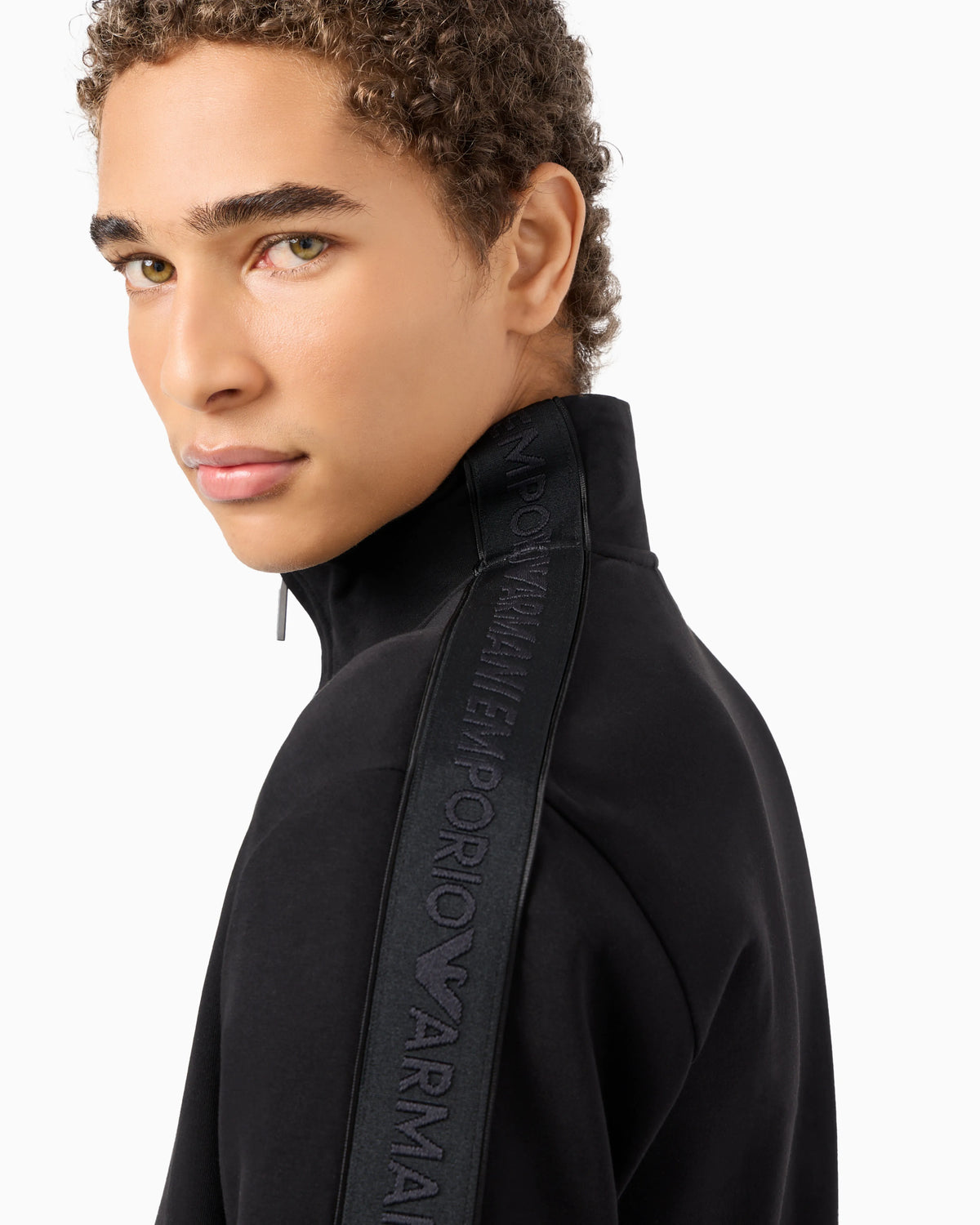 Double-jersey full-zip sweatshirt with logo tape