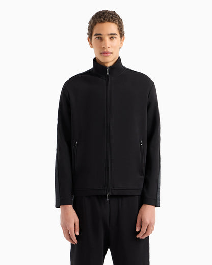 Double-jersey full-zip sweatshirt with logo tape
