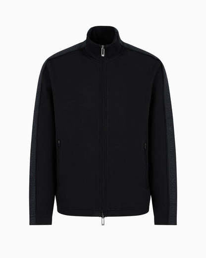 Double-jersey full-zip sweatshirt with logo tape