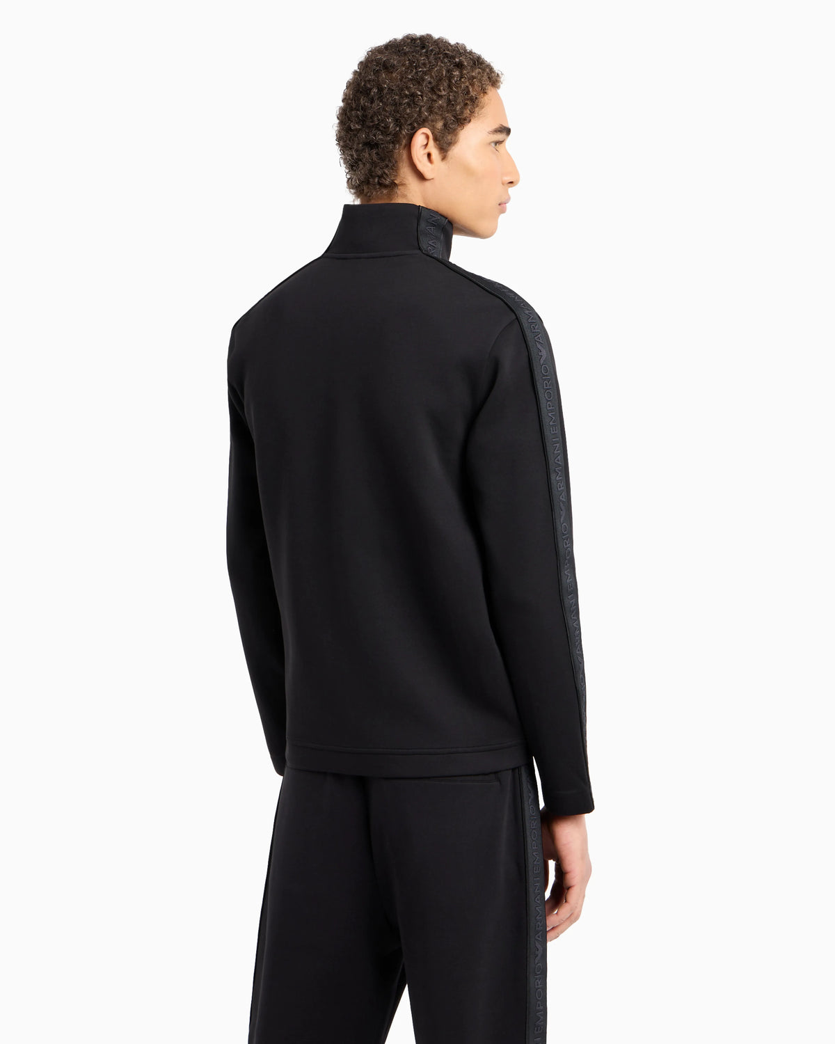 Double-jersey full-zip sweatshirt with logo tape