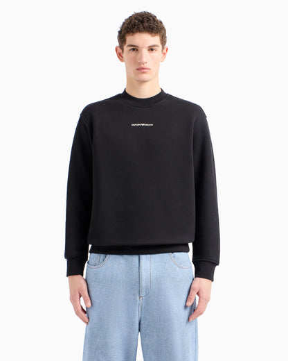Jersey sweatshirt with diagonal weave and logo embroidery