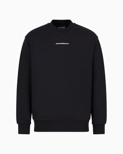 Jersey sweatshirt with diagonal weave and logo embroidery
