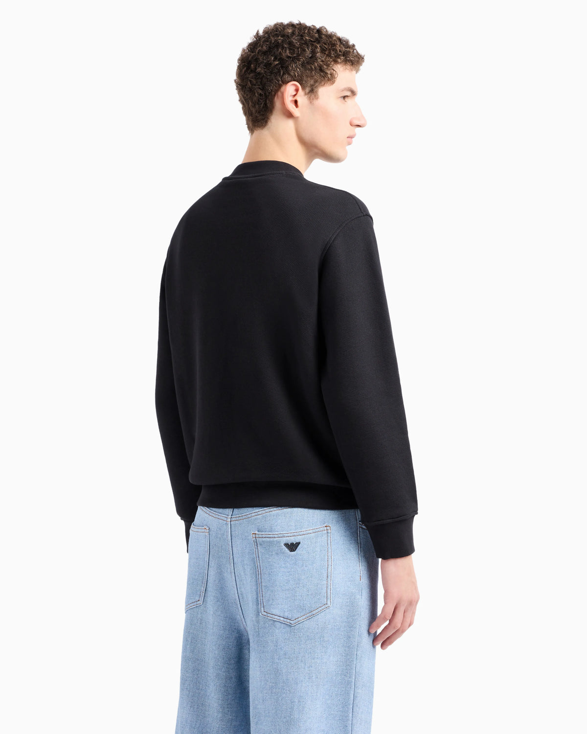 Jersey sweatshirt with diagonal weave and logo embroidery