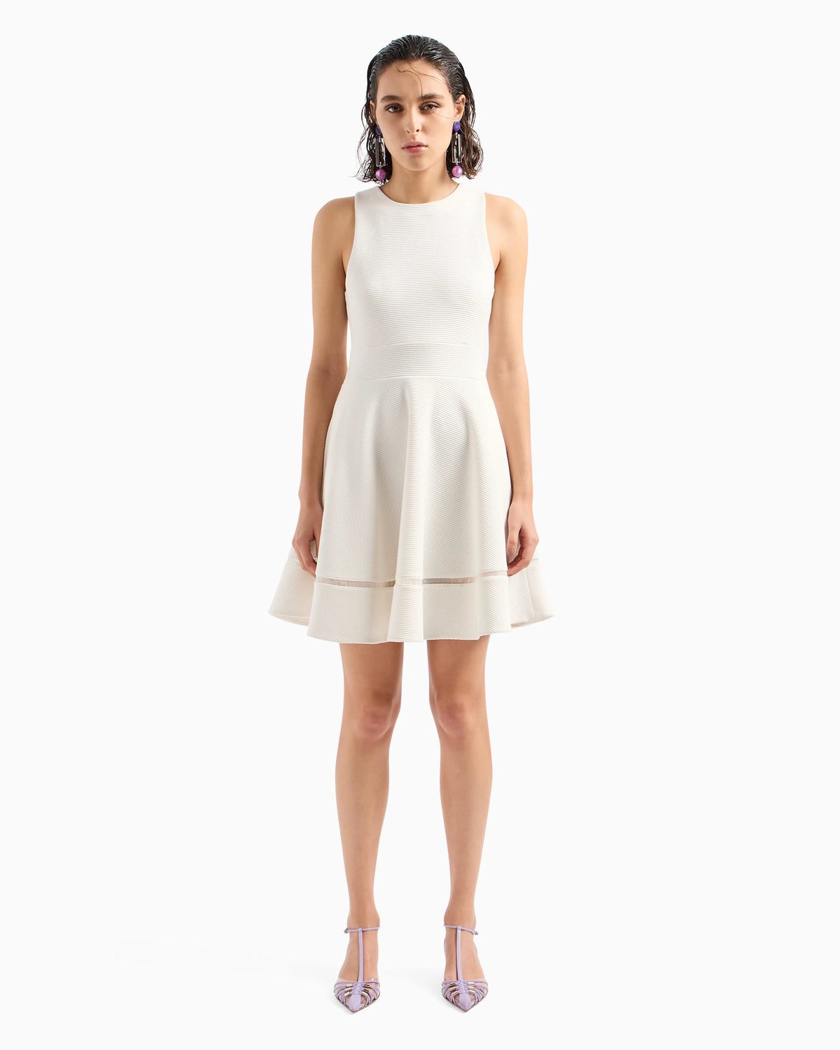 Ottoman jersey flared dress