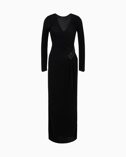 Long dress in pleated jersey