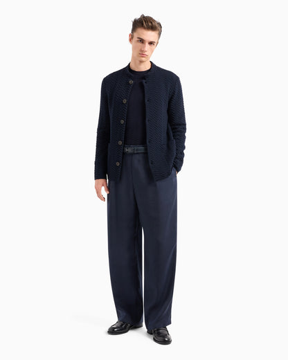 Single-breasted jacket in chevron Ottoman wool