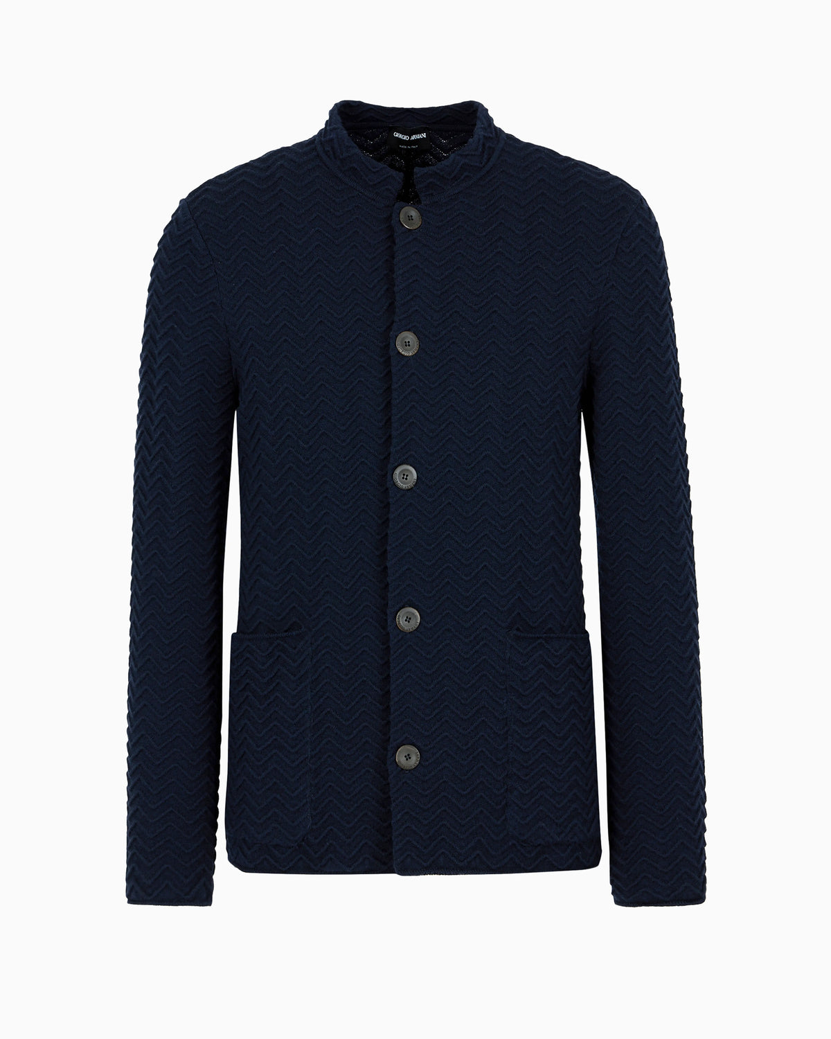 Single-breasted jacket in chevron Ottoman wool