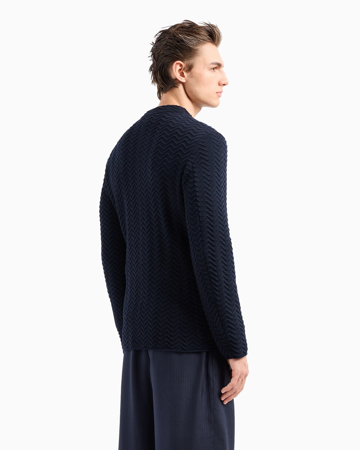 Single-breasted jacket in chevron Ottoman wool