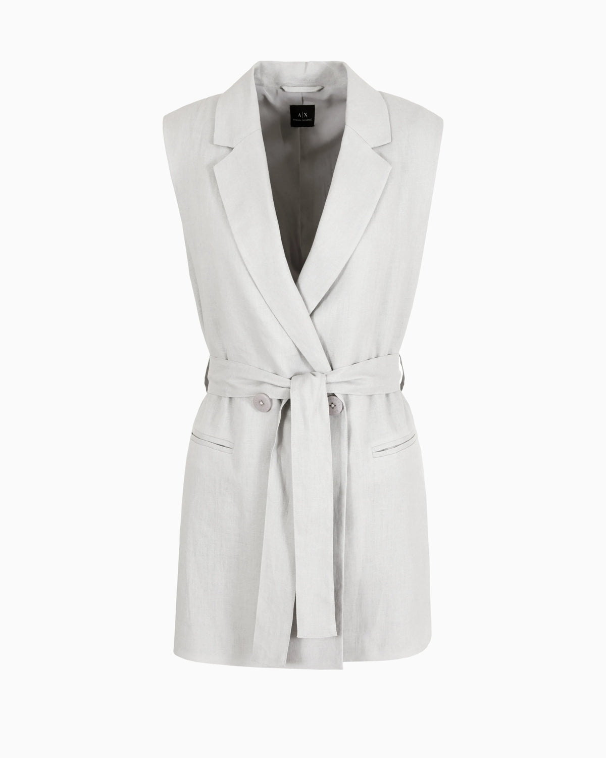 Double-breasted waistcoat in linen and cotton canvas