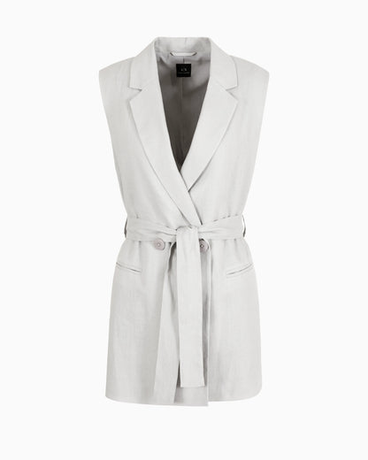 Double-breasted waistcoat in linen and cotton canvas