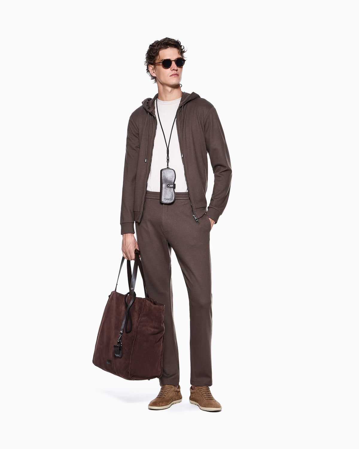 Cashmere Jersey Hoodie with Front Zipper