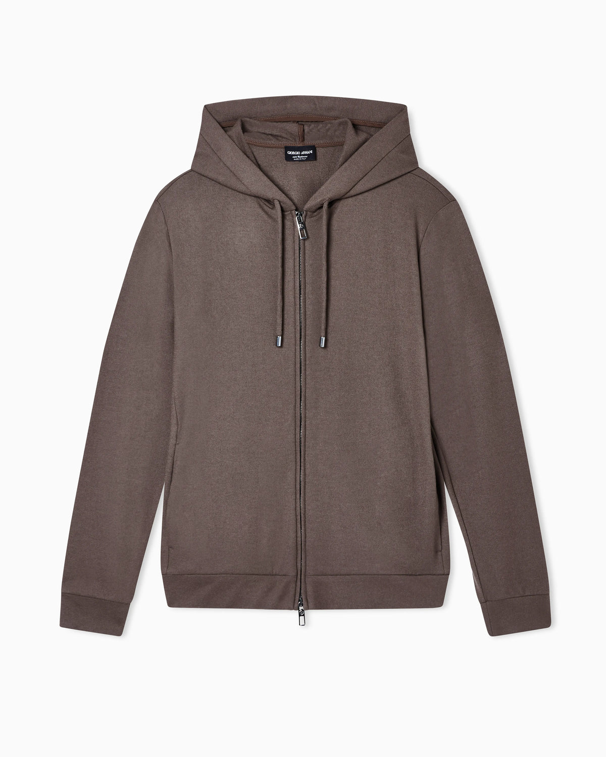 Cashmere Jersey Hoodie with Front Zipper