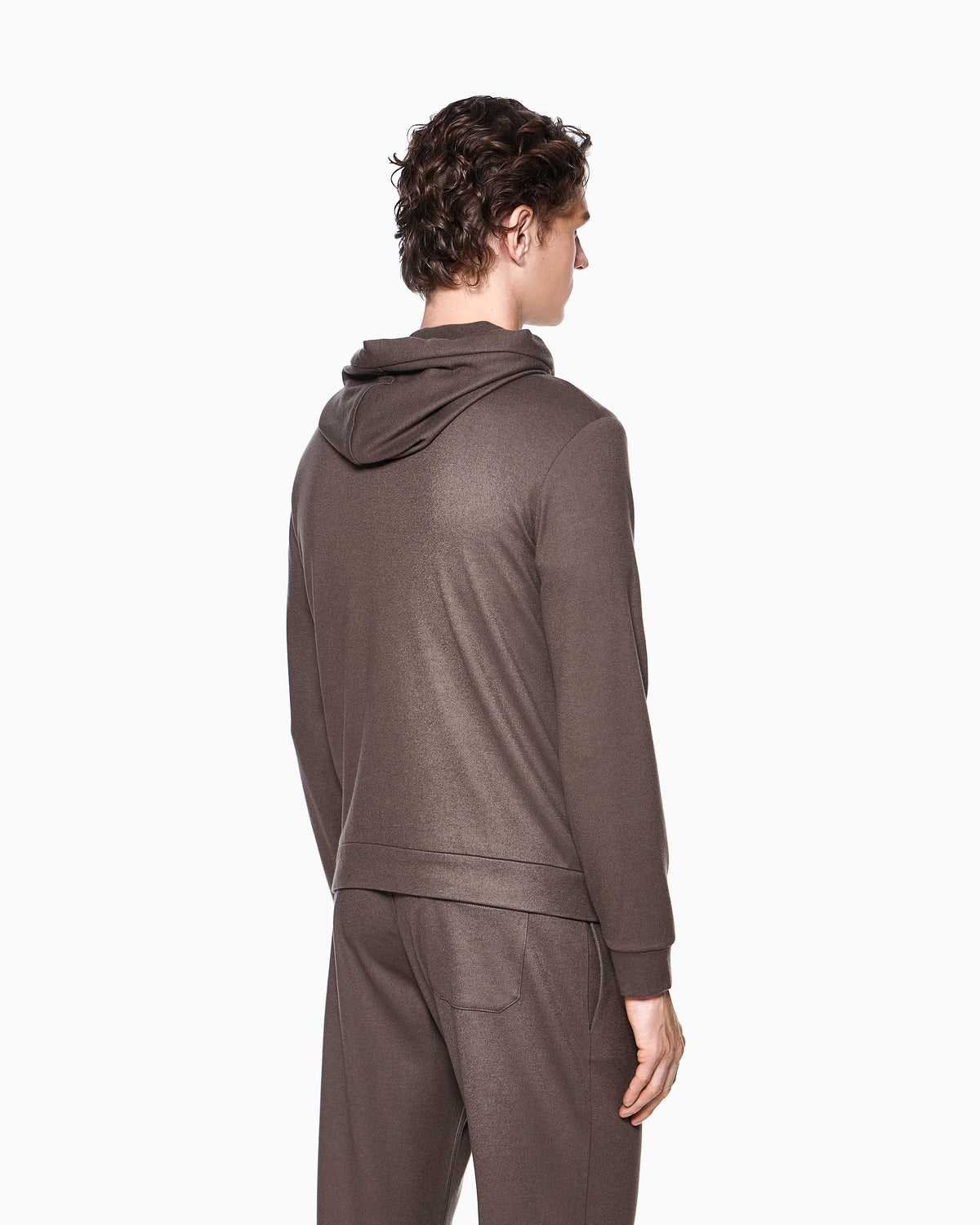 Cashmere Jersey Hoodie with Front Zipper