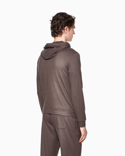 Cashmere Jersey Hoodie with Front Zipper