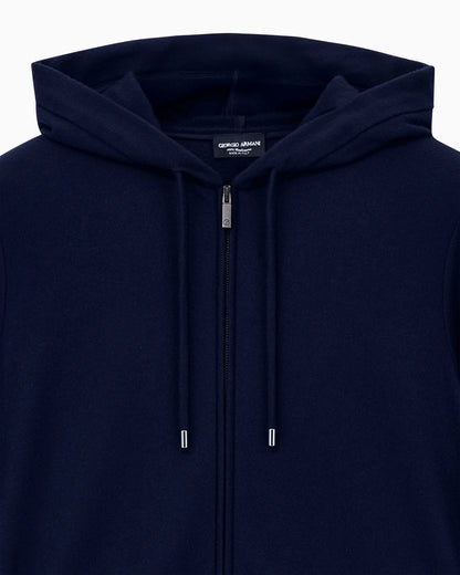 Cashmere Jersey Hoodie with Front Zipper