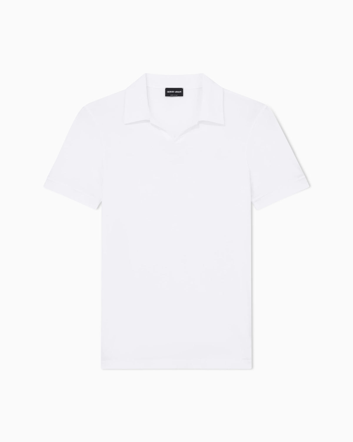 Stretch polo in viscose jersey with buttonless collar