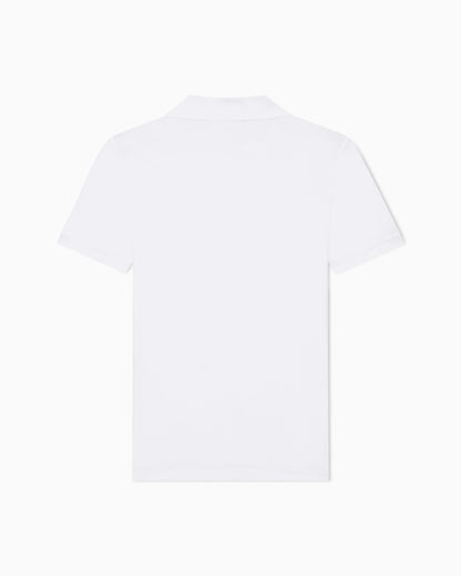 Stretch polo in viscose jersey with buttonless collar