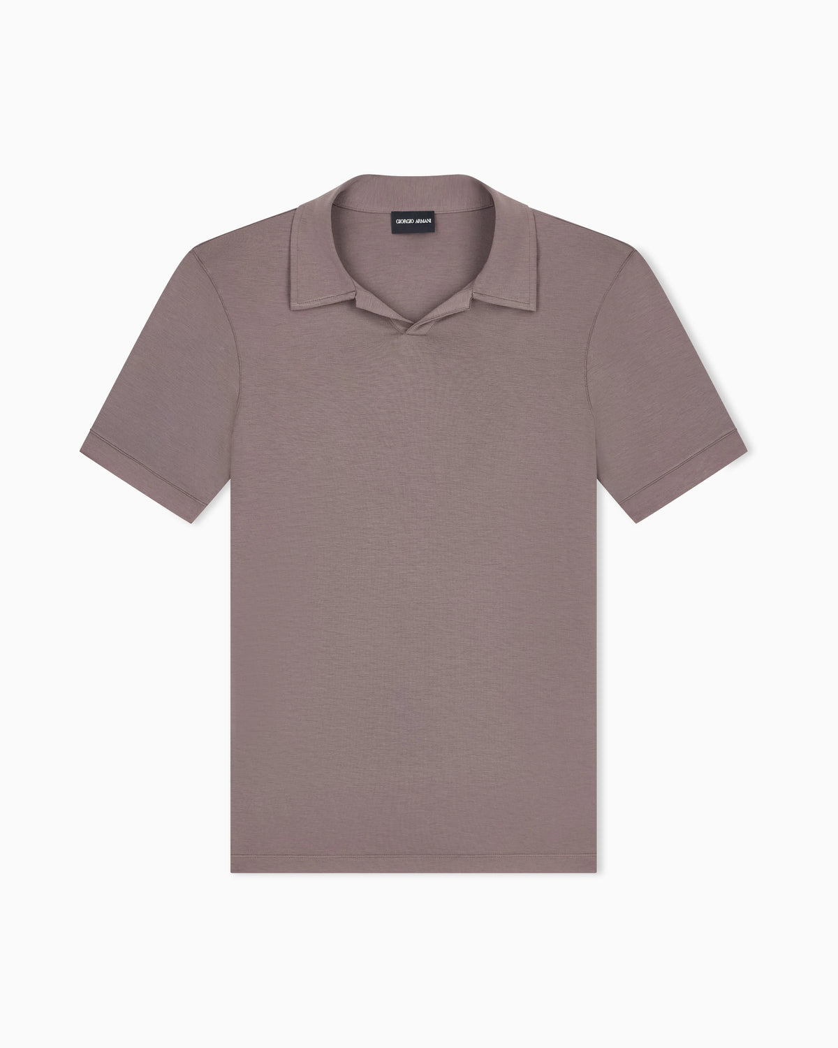Stretch polo in viscose jersey with buttonless collar
