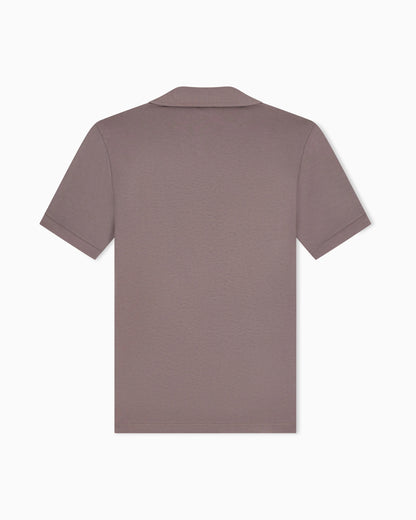 Stretch polo in viscose jersey with buttonless collar