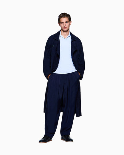 Stretch polo in viscose jersey with buttonless collar