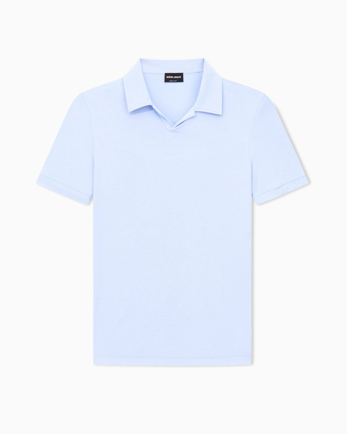 Stretch polo in viscose jersey with buttonless collar