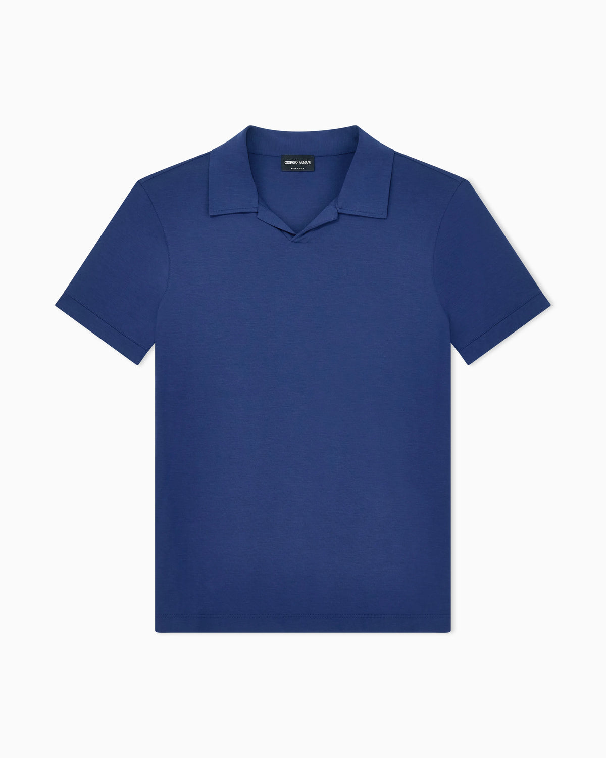 Stretch polo in viscose jersey with buttonless collar