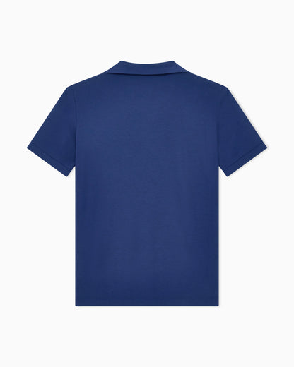 Stretch polo in viscose jersey with buttonless collar