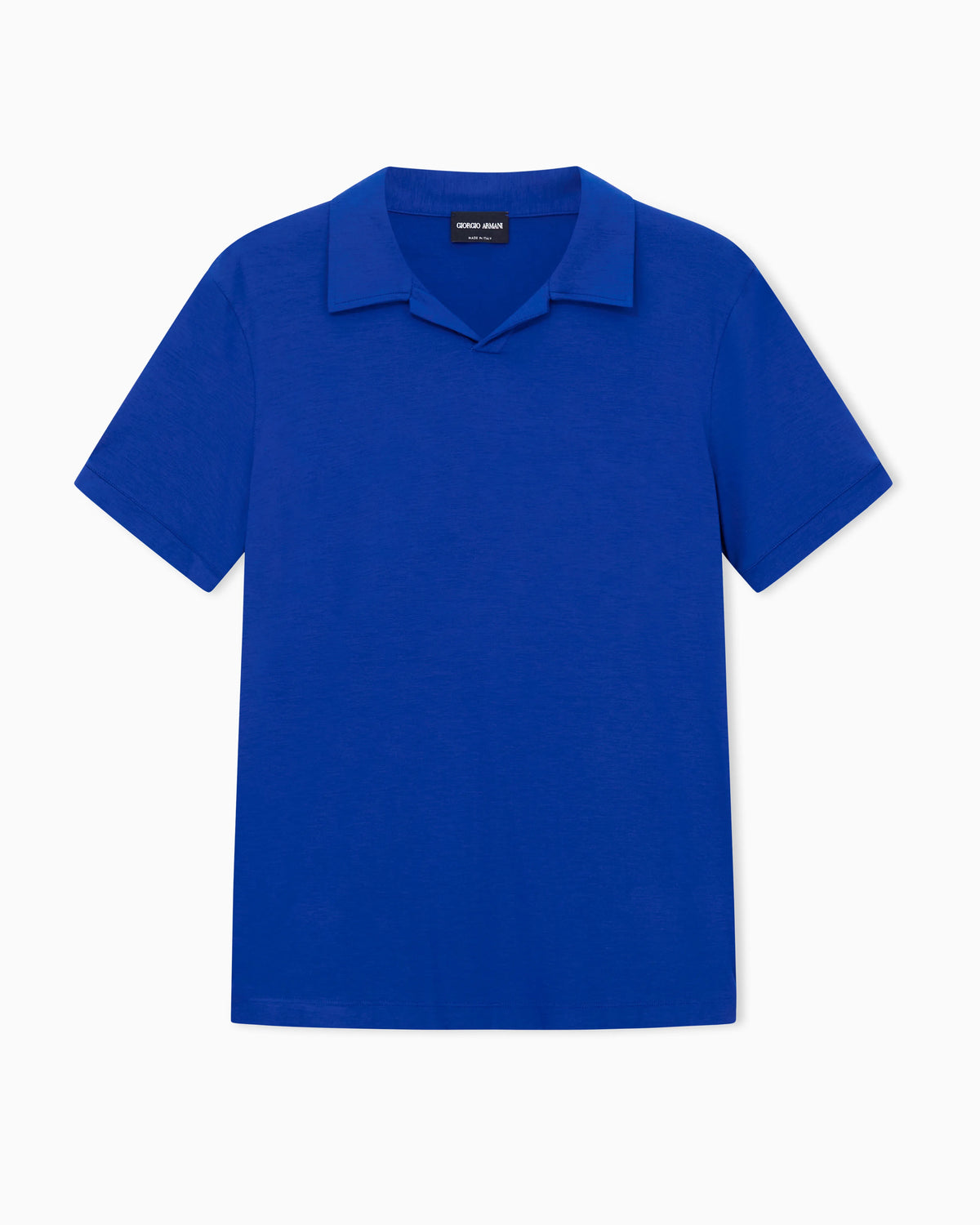 Stretch polo in viscose jersey with buttonless collar