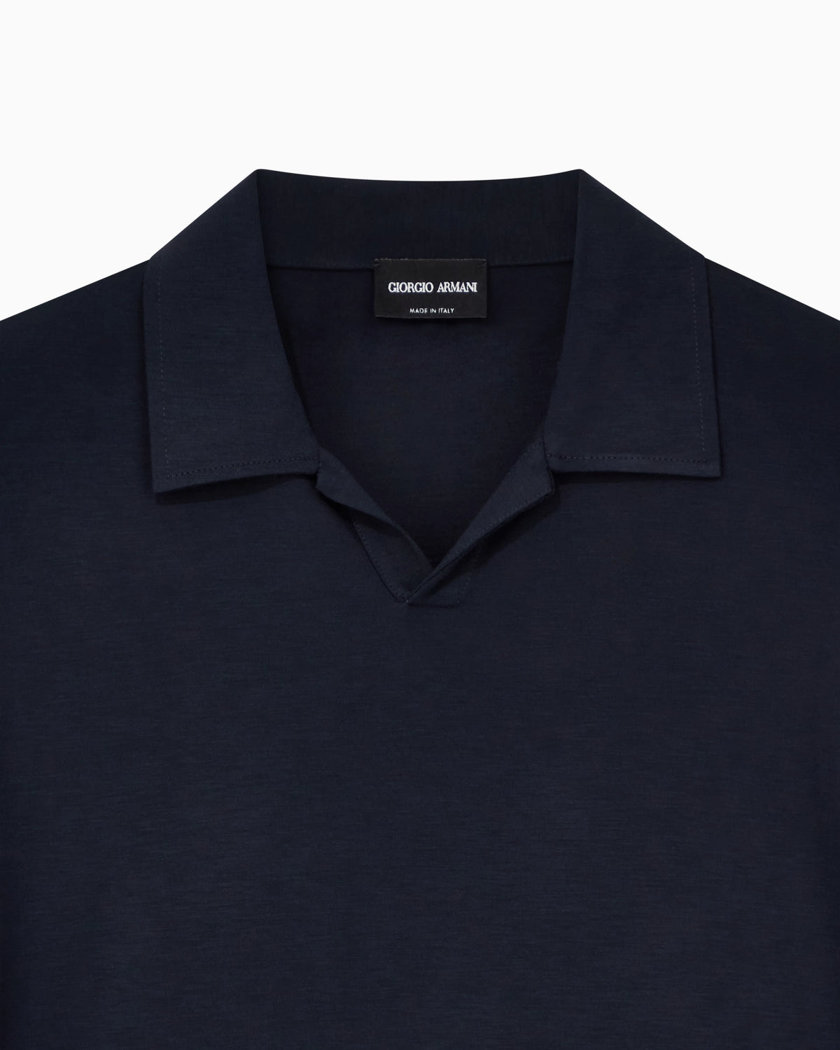Stretch polo in viscose jersey with buttonless collar