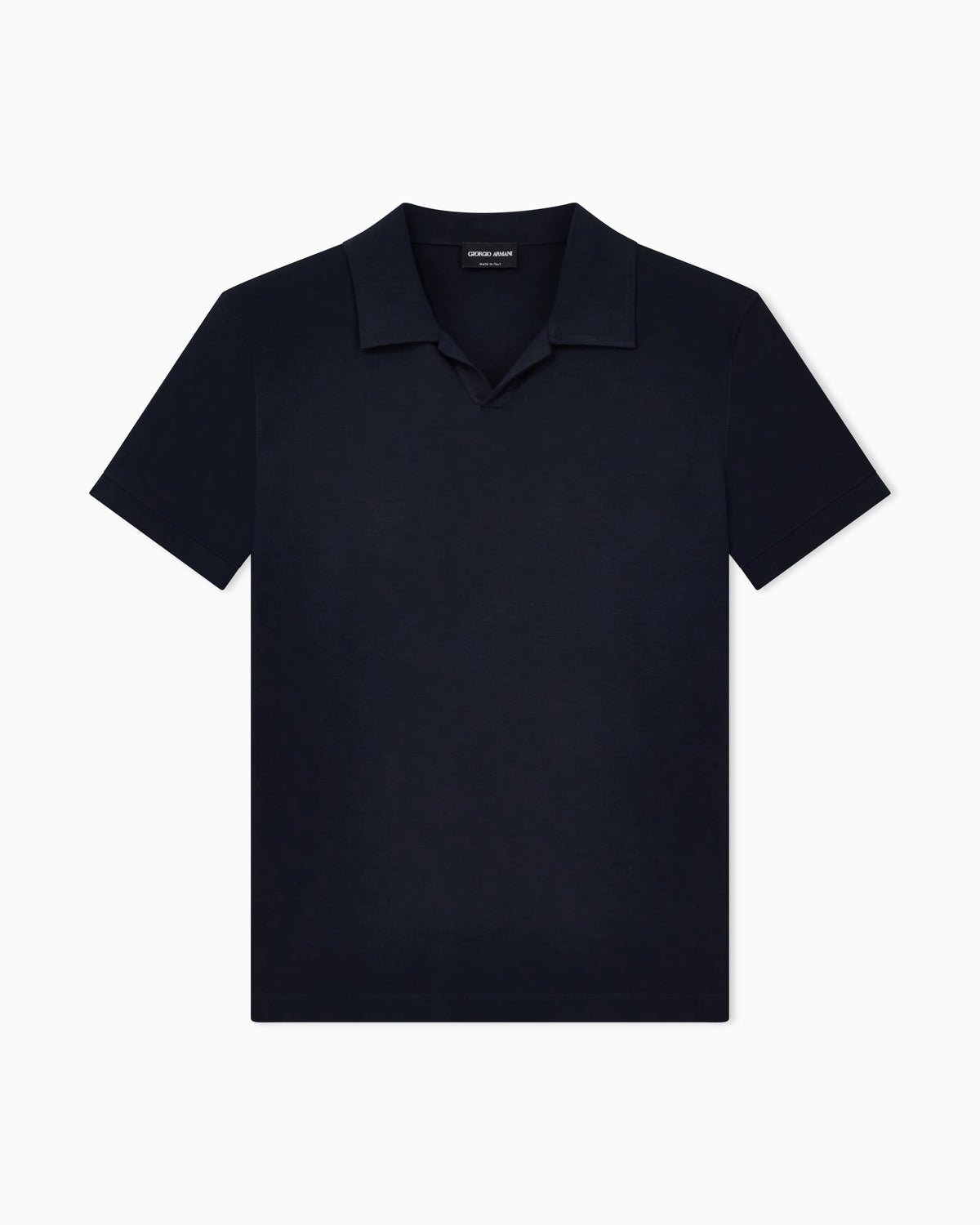 Stretch polo in viscose jersey with buttonless collar