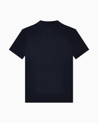 Stretch polo in viscose jersey with buttonless collar