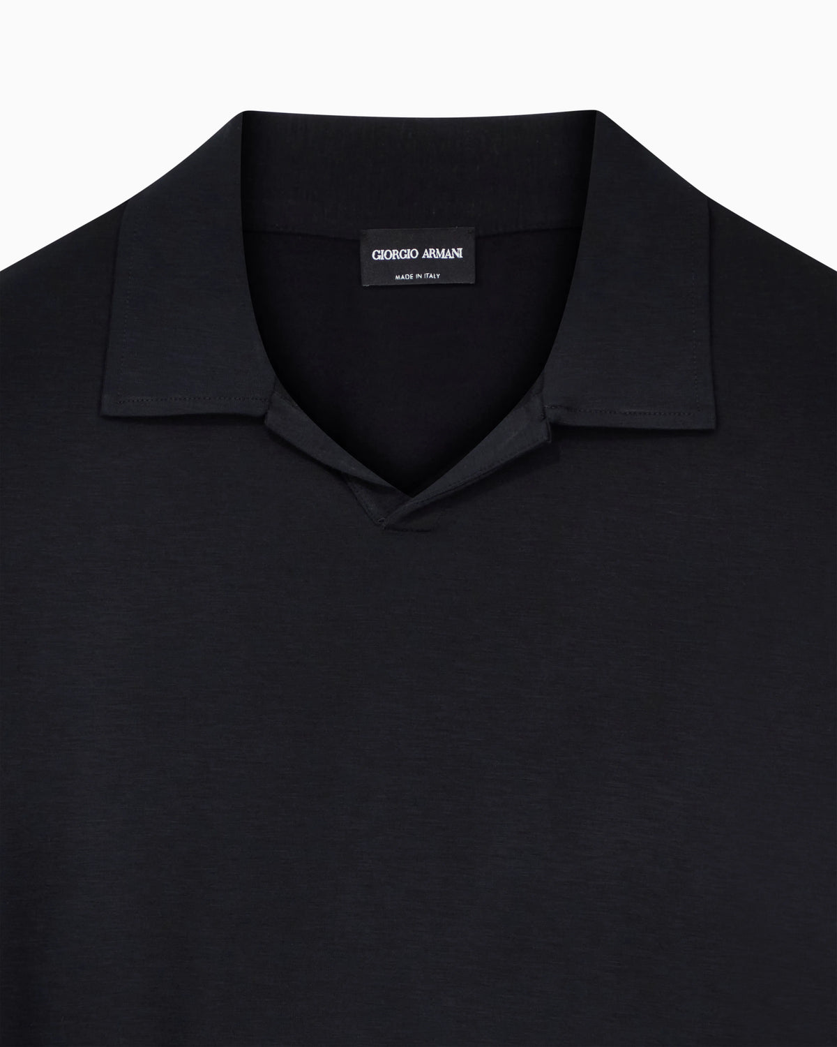 Stretch polo in viscose jersey with buttonless collar