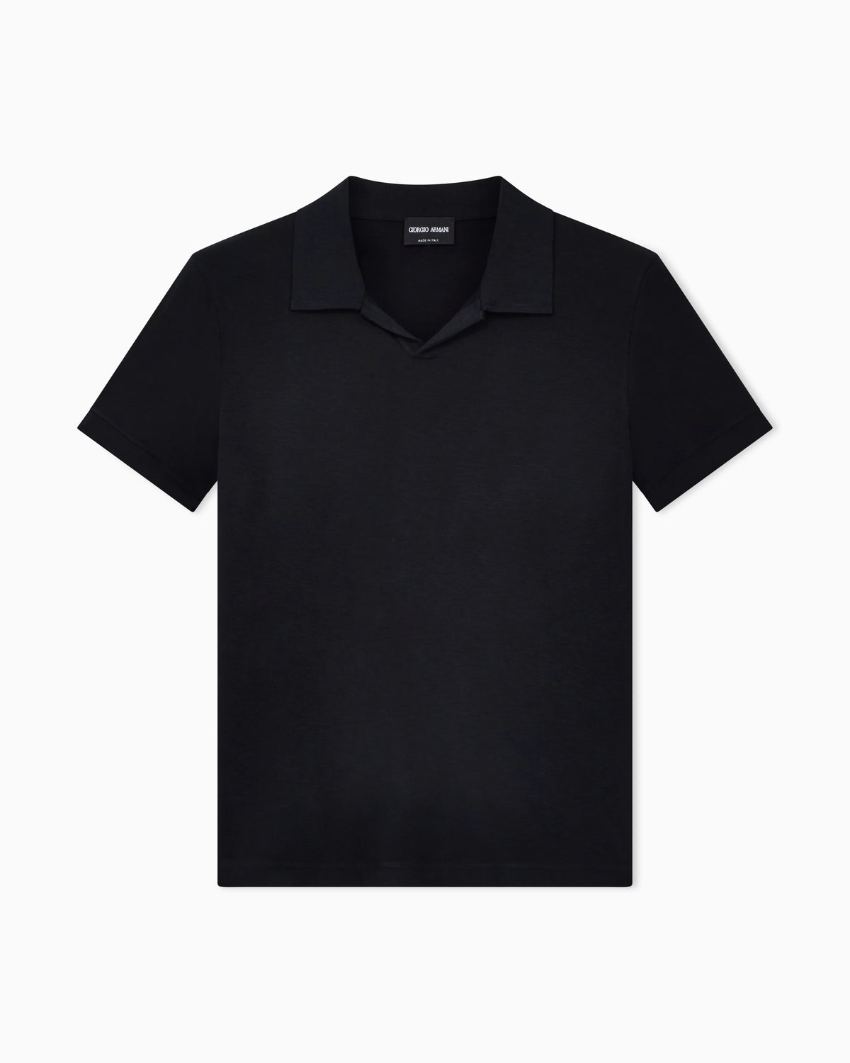 Stretch polo in viscose jersey with buttonless collar