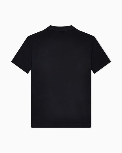 Stretch polo in viscose jersey with buttonless collar