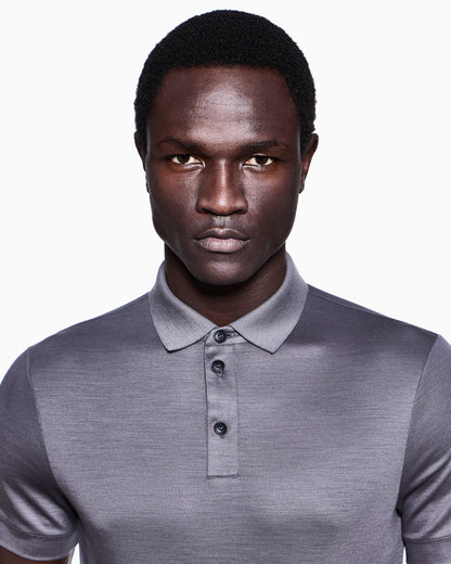 Pure virgin-wool piqué polo shirt