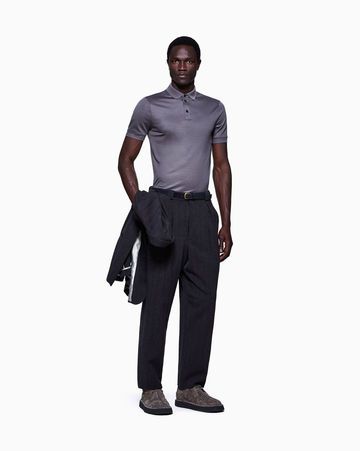 Pure virgin-wool piqué polo shirt