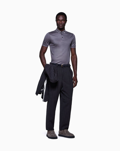 Pure virgin-wool piqué polo shirt