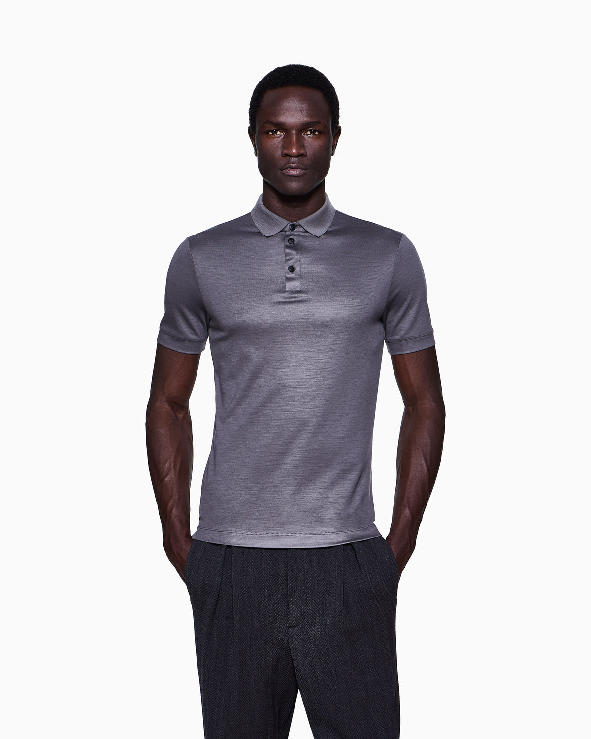 Pure virgin-wool piqué polo shirt