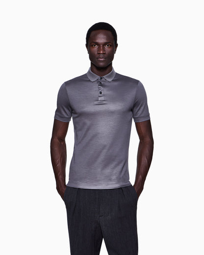 Pure virgin-wool piqué polo shirt