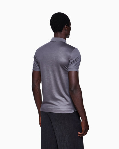 Pure virgin-wool piqué polo shirt