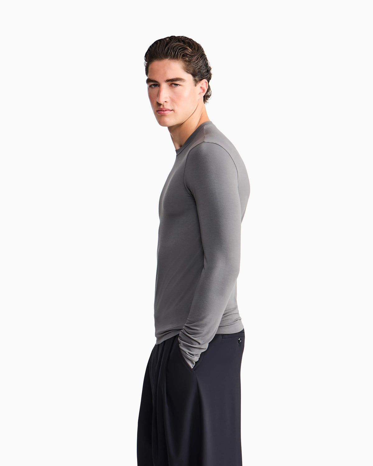 Long sleeve jumper in stretch viscose