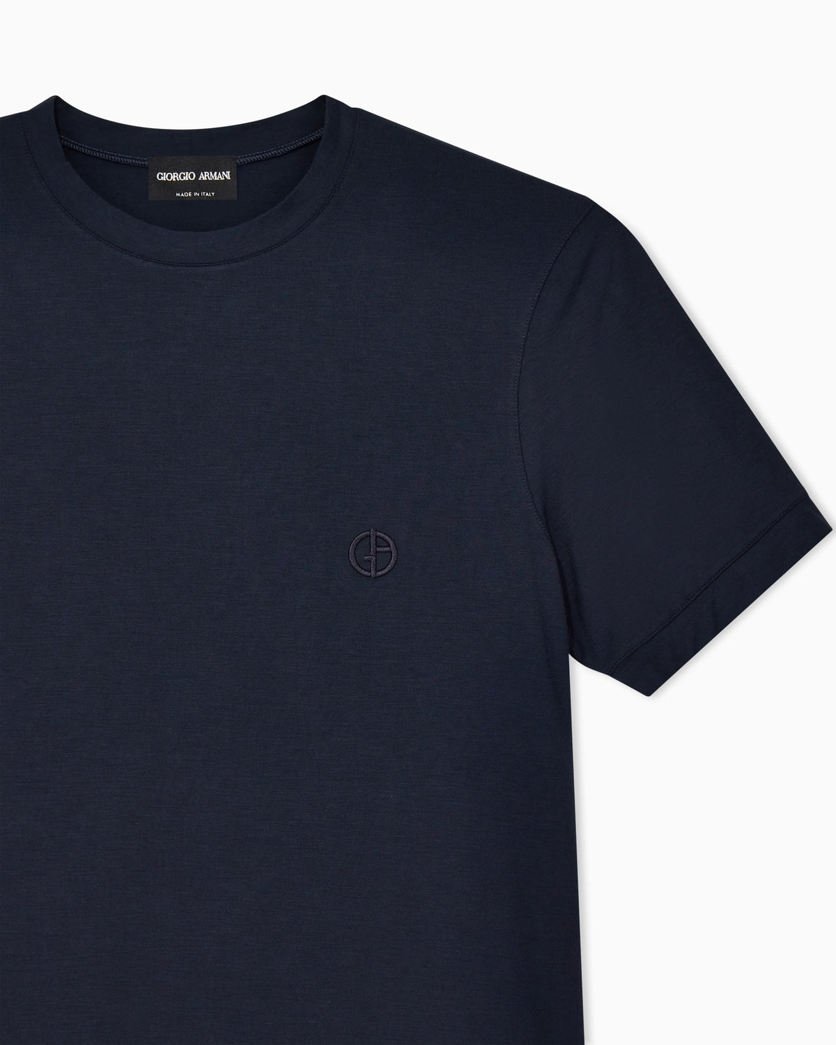 Crew-neck T-shirt in stretch viscose jersey with embroidery