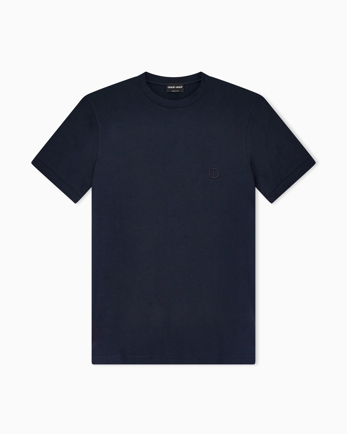 Crew-neck T-shirt in stretch viscose jersey with embroidery