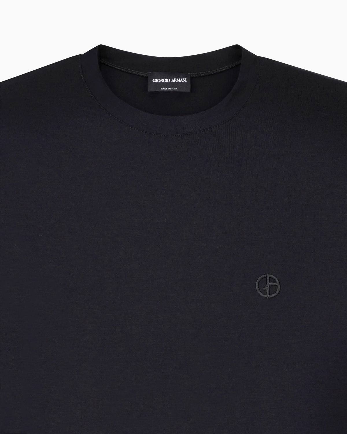 Crew-neck T-shirt in stretch viscose jersey with embroidery